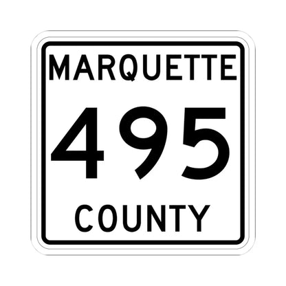 Michigan 495 Marquette County (Michigan) (Road Sign) STICKER Vinyl Kiss-Cut Decal 3 Inch White - The Sticker Space