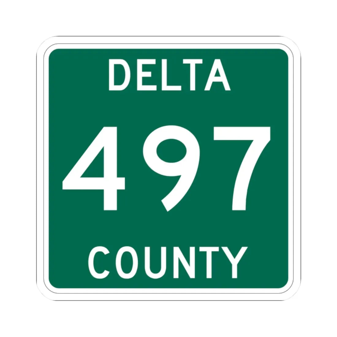 Michigan 497 Delta County (Michigan) (Road Sign) STICKER Vinyl Kiss-Cut Decal 2 Inch White - The Sticker Space