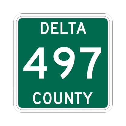Michigan 497 Delta County (Michigan) (Road Sign) STICKER Vinyl Kiss-Cut Decal 3 Inch White - The Sticker Space