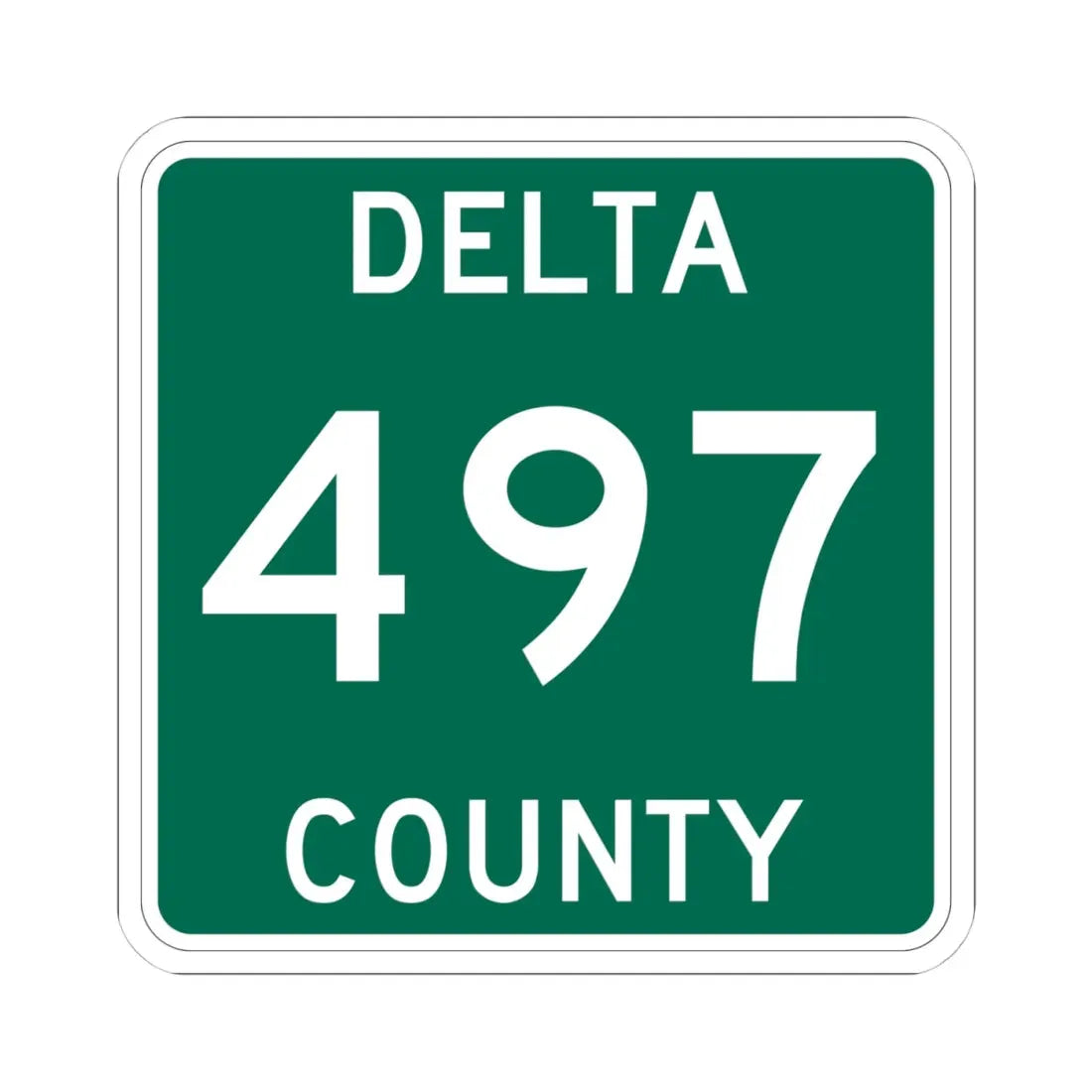 Michigan 497 Delta County (Michigan) (Road Sign) STICKER Vinyl Kiss-Cut Decal 4 Inch White - The Sticker Space