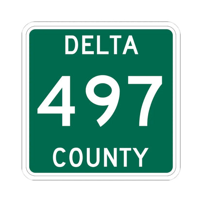 Michigan 497 Delta County (Michigan) (Road Sign) STICKER Vinyl Kiss-Cut Decal 4 Inch White - The Sticker Space