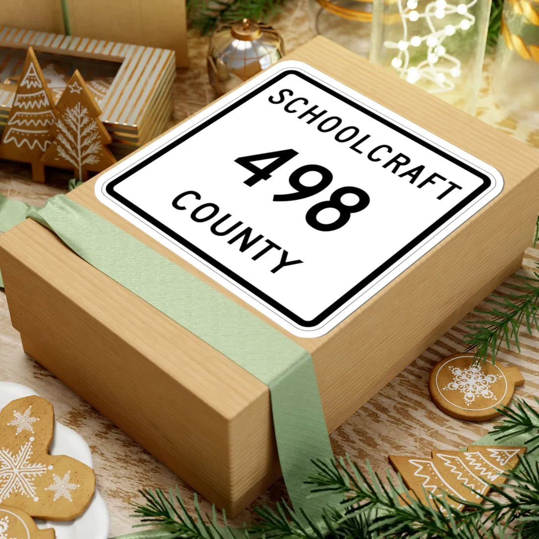 Michigan 498 Schoolcraft County (Michigan) (Road Sign) STICKER Vinyl Kiss-Cut Decal - The Sticker Space