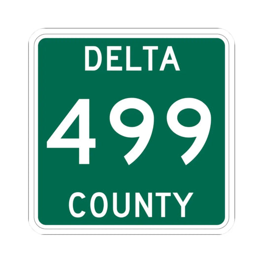 Michigan 499 Delta County (Michigan) (Road Sign) STICKER Vinyl Kiss-Cut Decal 2 Inch White - The Sticker Space