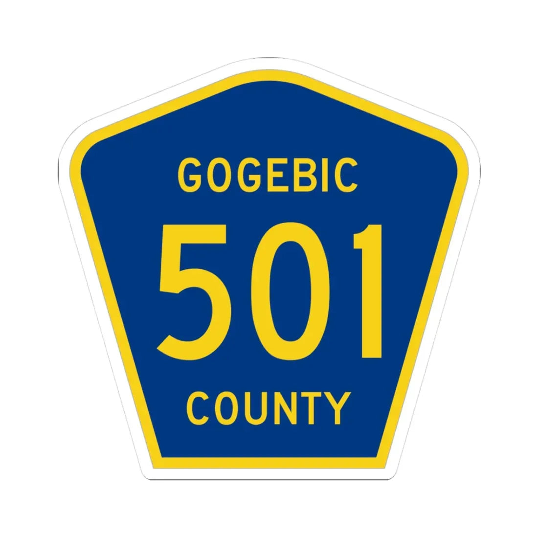 Michigan 501 Gogebic County (Michigan) (Road Sign) STICKER Vinyl Kiss-Cut Decal 3 Inch White - The Sticker Space