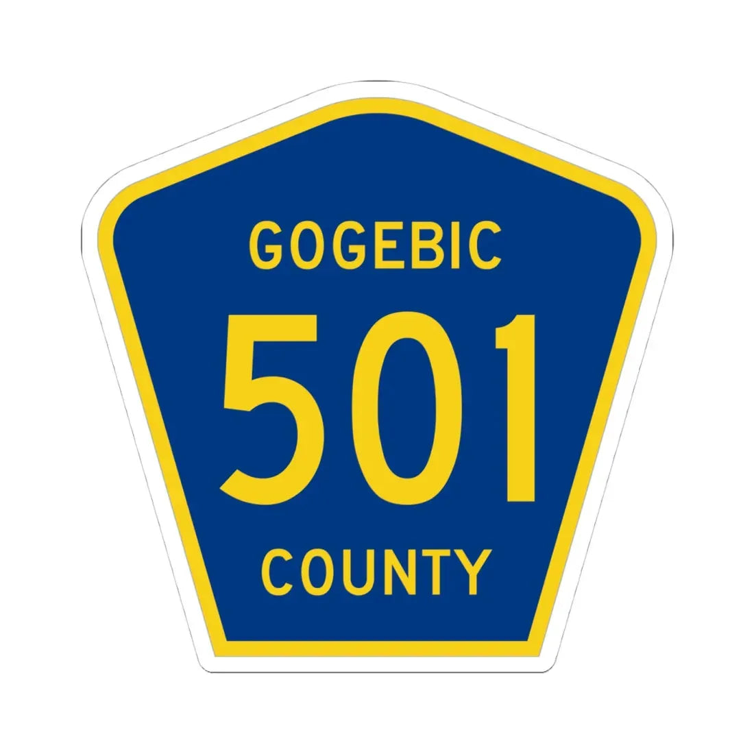 Michigan 501 Gogebic County (Michigan) (Road Sign) STICKER Vinyl Kiss-Cut Decal 4 Inch White - The Sticker Space