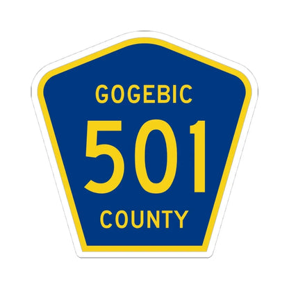 Michigan 501 Gogebic County (Michigan) (Road Sign) STICKER Vinyl Kiss-Cut Decal 4 Inch White - The Sticker Space