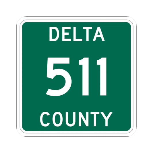 Michigan 511 Delta County (Michigan) (Road Sign) STICKER Vinyl Kiss-Cut Decal 2 Inch White - The Sticker Space