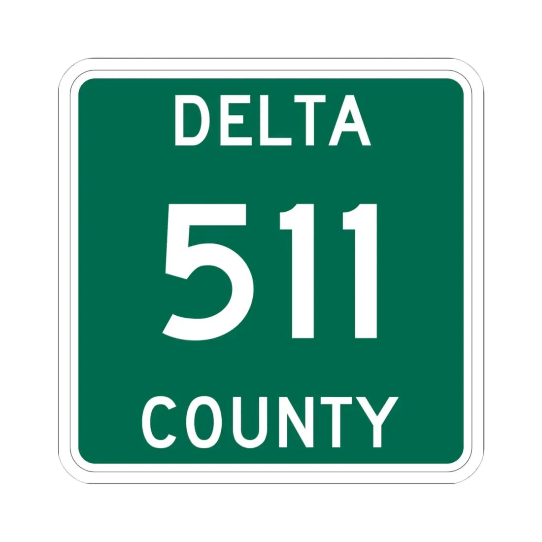 Michigan 511 Delta County (Michigan) (Road Sign) STICKER Vinyl Kiss-Cut Decal 4 Inch White - The Sticker Space