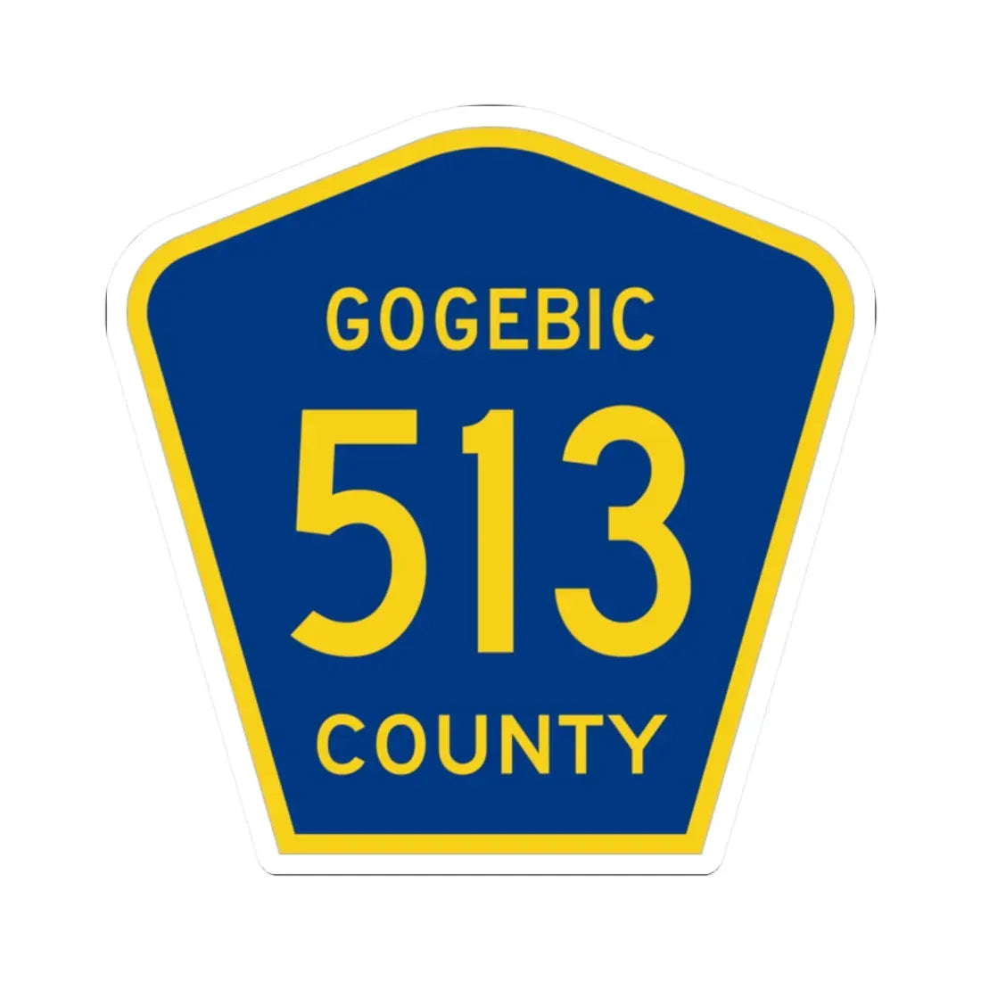 Michigan 513 Gogebic County (Michigan) (Road Sign) STICKER Vinyl Kiss-Cut Decal 2 Inch White - The Sticker Space