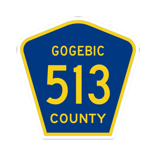 Michigan 513 Gogebic County (Michigan) (Road Sign) STICKER Vinyl Kiss-Cut Decal 2 Inch White - The Sticker Space
