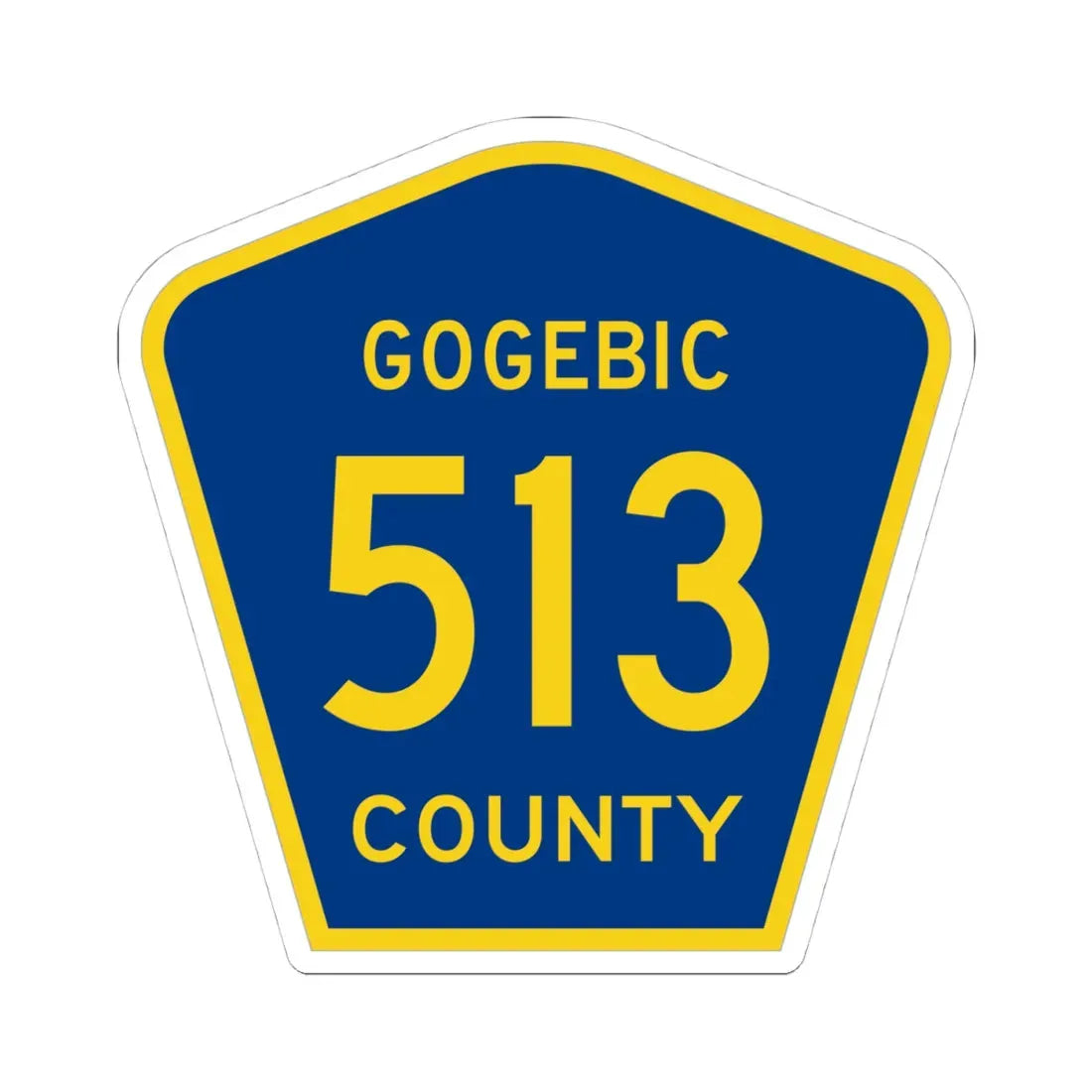 Michigan 513 Gogebic County (Michigan) (Road Sign) STICKER Vinyl Kiss-Cut Decal 4 Inch White - The Sticker Space