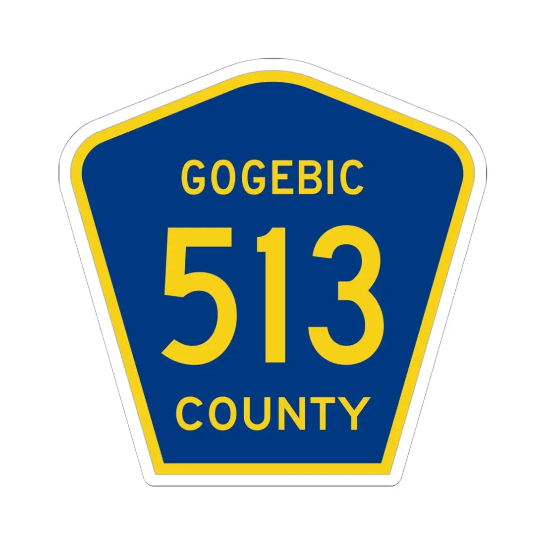 Michigan 513 Gogebic County (Michigan) (Road Sign) STICKER Vinyl Kiss-Cut Decal 6 Inch White - The Sticker Space