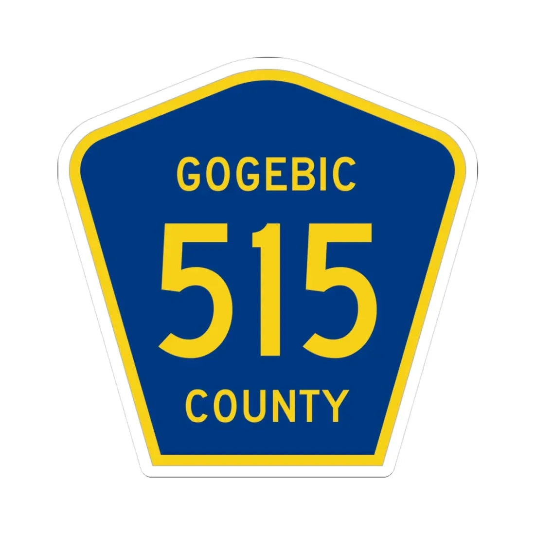 Michigan 515 Gogebic County (Michigan) (Road Sign) STICKER Vinyl Kiss-Cut Decal 3 Inch White - The Sticker Space