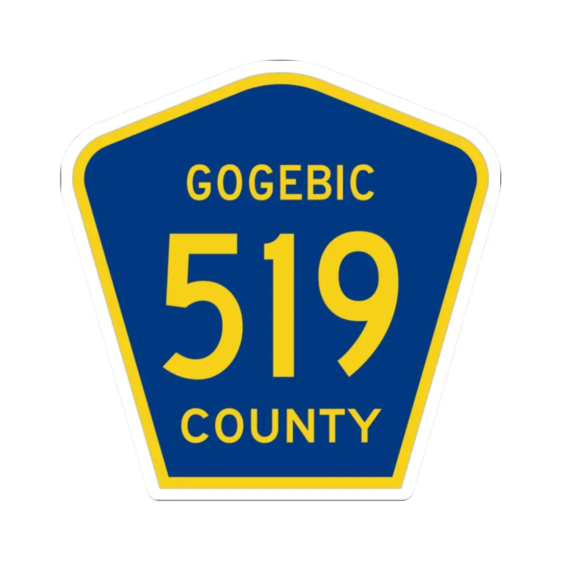 Michigan 519 Gogebic County (Michigan) (Road Sign) STICKER Vinyl Kiss-Cut Decal 2 Inch White - The Sticker Space