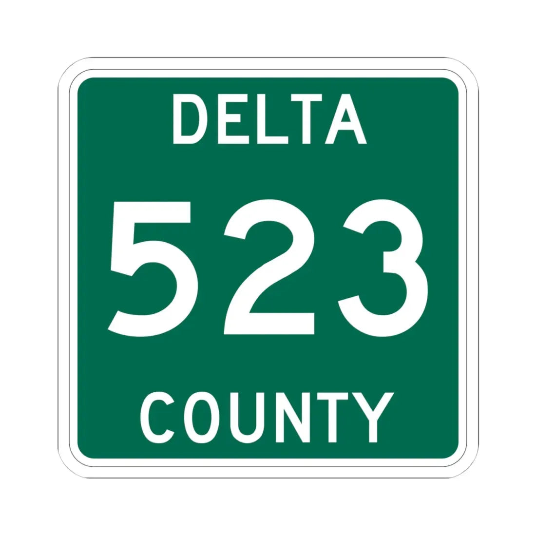 Michigan 523 Delta County (Michigan) (Road Sign) STICKER Vinyl Kiss-Cut Decal 4 Inch White - The Sticker Space
