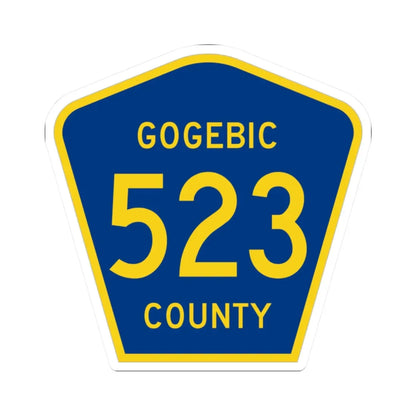 Michigan 523 Gogebic County (Michigan) (Road Sign) STICKER Vinyl Kiss-Cut Decal 2 Inch White - The Sticker Space