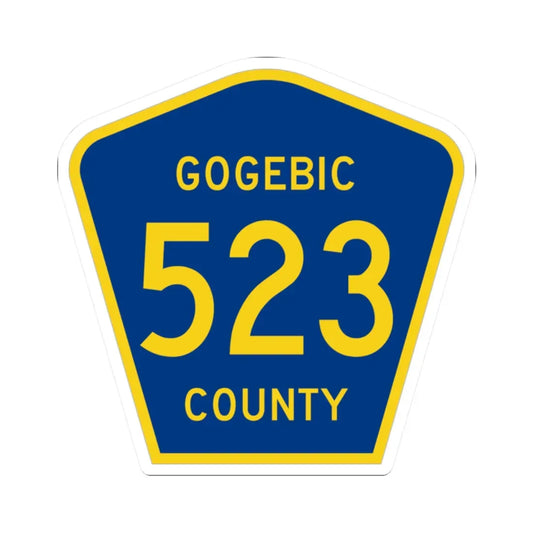 Michigan 523 Gogebic County (Michigan) (Road Sign) STICKER Vinyl Kiss-Cut Decal 2 Inch White - The Sticker Space
