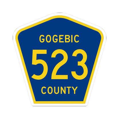Michigan 523 Gogebic County (Michigan) (Road Sign) STICKER Vinyl Kiss-Cut Decal 3 Inch White - The Sticker Space
