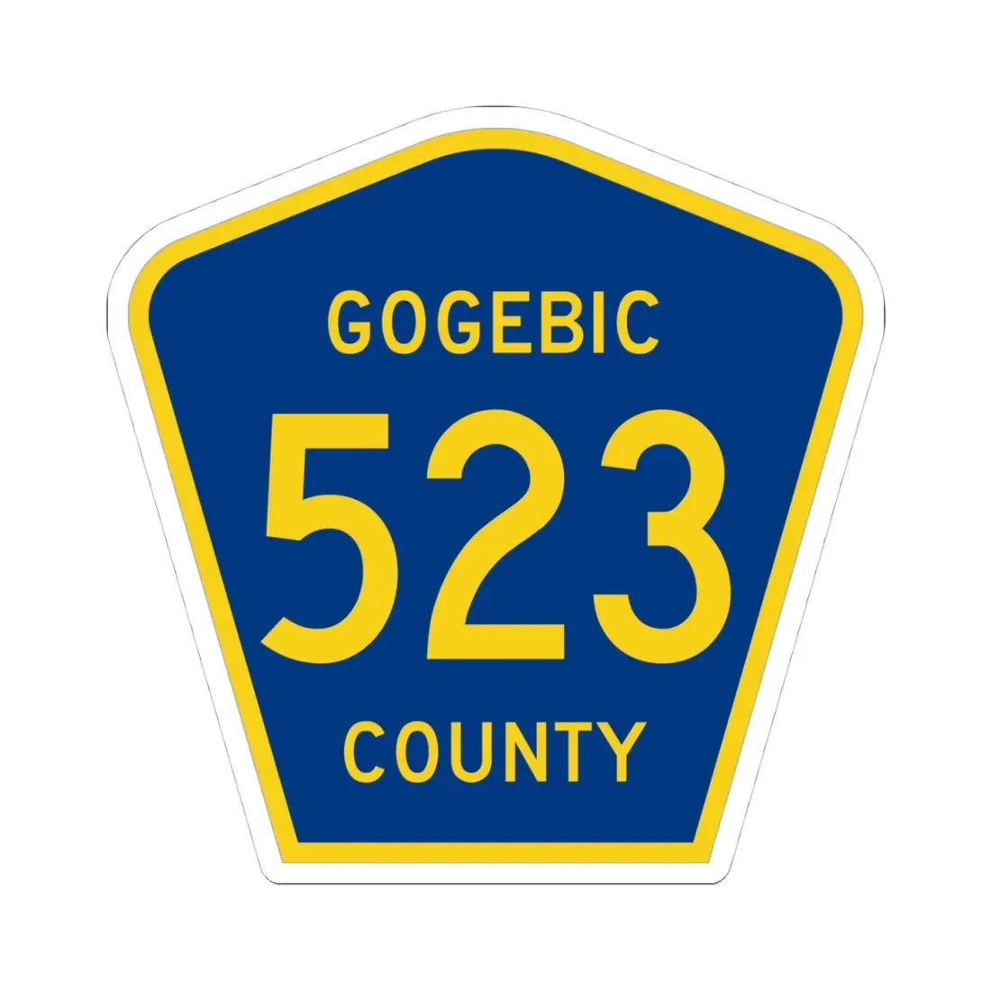 Michigan 523 Gogebic County (Michigan) (Road Sign) STICKER Vinyl Kiss-Cut Decal 4 Inch White - The Sticker Space