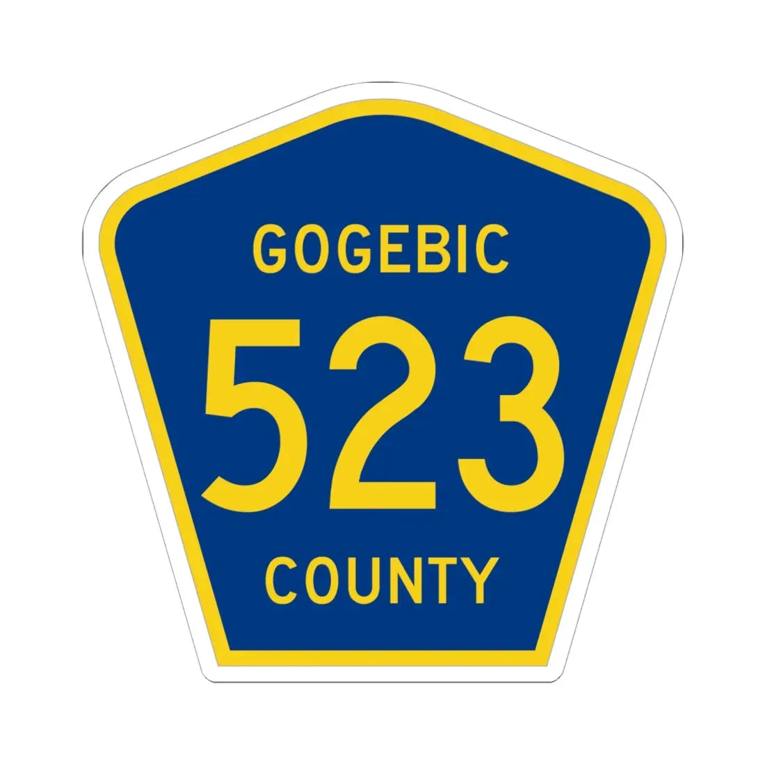 Michigan 523 Gogebic County (Michigan) (Road Sign) STICKER Vinyl Kiss-Cut Decal 6 Inch White - The Sticker Space