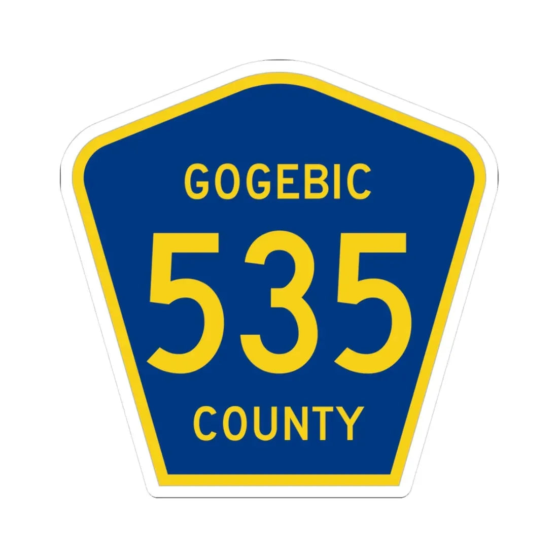 Michigan 535 Gogebic County (Michigan) (Road Sign) STICKER Vinyl Kiss-Cut Decal 3 Inch White - The Sticker Space