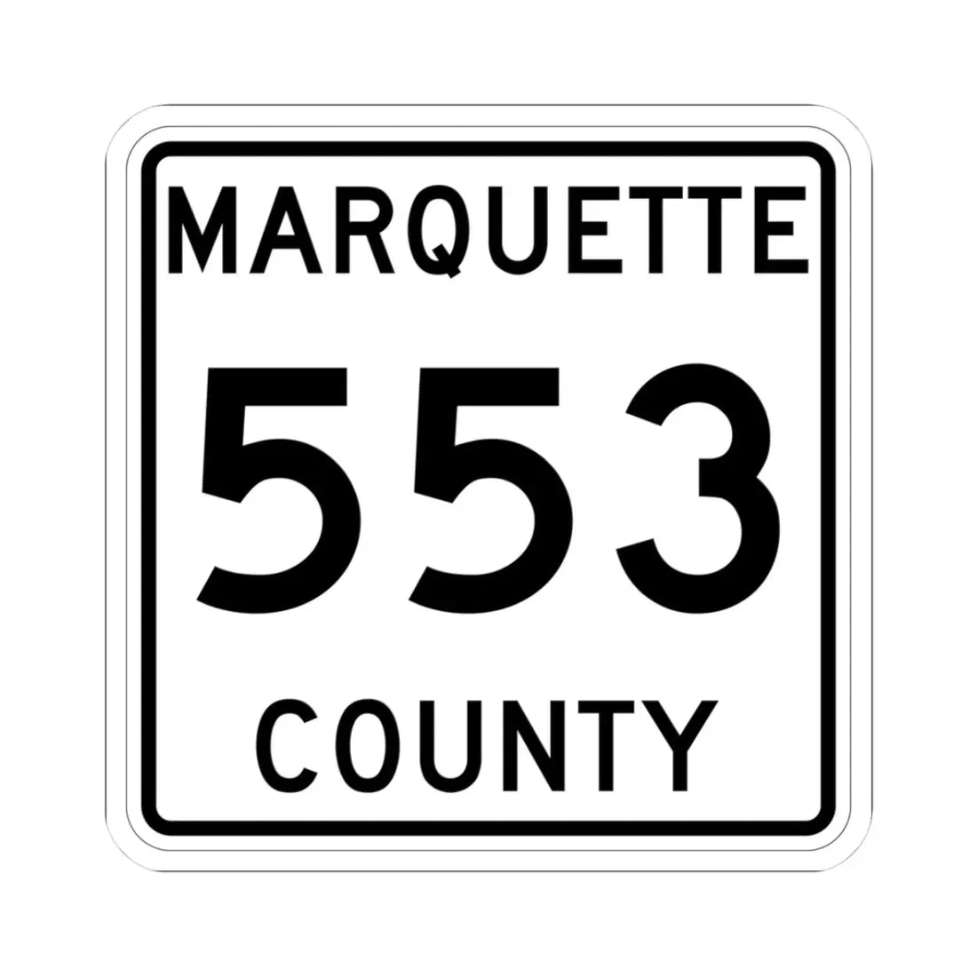 Michigan 553 Marquette County (Michigan) (Road Sign) STICKER Vinyl Kiss-Cut Decal 3 Inch White - The Sticker Space