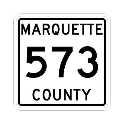 Michigan 573 Marquette County (Michigan) (Road Sign) STICKER Vinyl Kiss-Cut Decal 4 Inch White - The Sticker Space