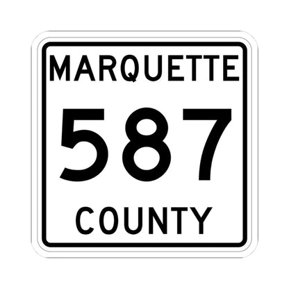 Michigan 587 Marquette County (Michigan) (Road Sign) STICKER Vinyl Kiss-Cut Decal 3 Inch White - The Sticker Space
