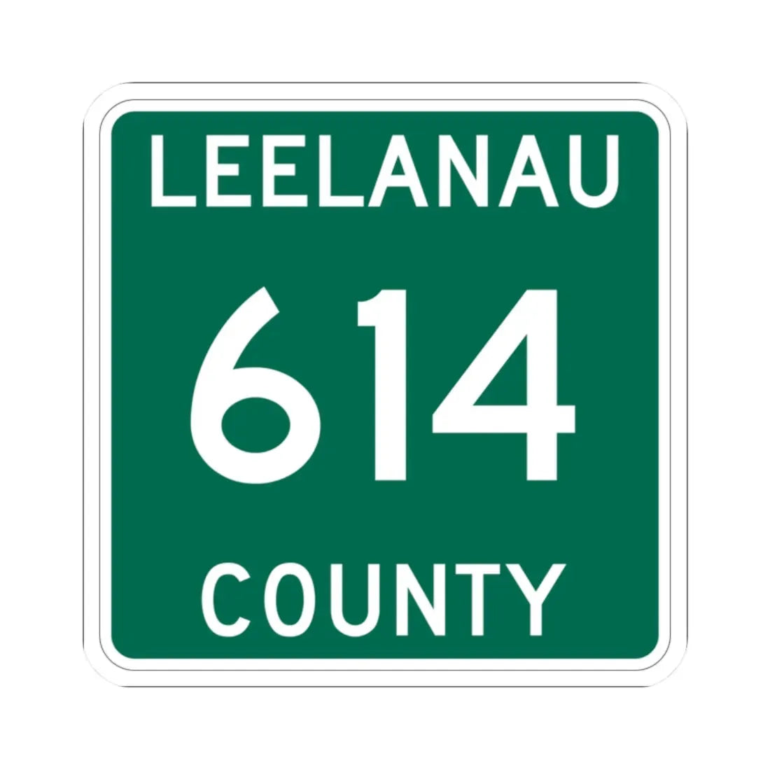 Michigan 614 Leelanau County (Michigan) (Road Sign) STICKER Vinyl Kiss-Cut Decal 2 Inch White - The Sticker Space