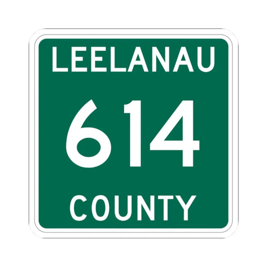 Michigan 614 Leelanau County (Michigan) (Road Sign) STICKER Vinyl Kiss-Cut Decal 2 Inch White - The Sticker Space