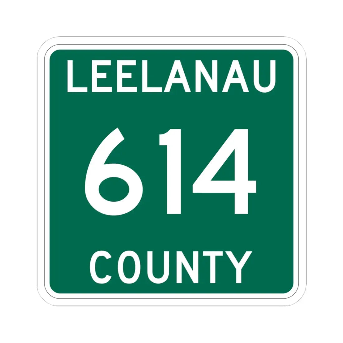 Michigan 614 Leelanau County (Michigan) (Road Sign) STICKER Vinyl Kiss-Cut Decal 3 Inch White - The Sticker Space