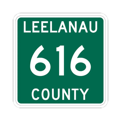 Michigan 616 Leelanau County (Michigan) (Road Sign) STICKER Vinyl Kiss-Cut Decal 4 Inch White - The Sticker Space