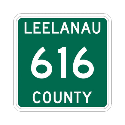 Michigan 616 Leelanau County (Michigan) (Road Sign) STICKER Vinyl Kiss-Cut Decal 6 Inch White - The Sticker Space