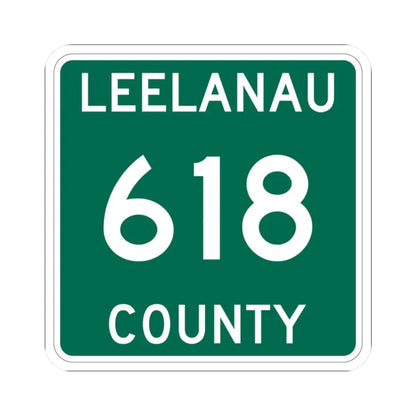 Michigan 618 Leelanau County (Michigan) (Road Sign) STICKER Vinyl Kiss-Cut Decal 2 Inch White - The Sticker Space