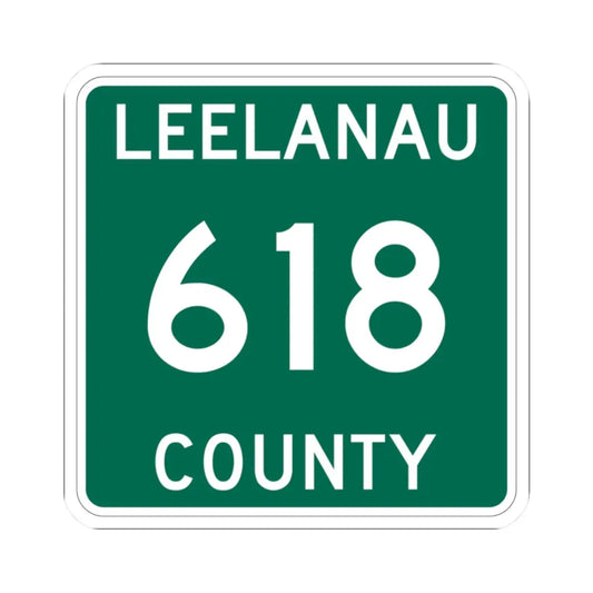 Michigan 618 Leelanau County (Michigan) (Road Sign) STICKER Vinyl Kiss-Cut Decal 2 Inch White - The Sticker Space