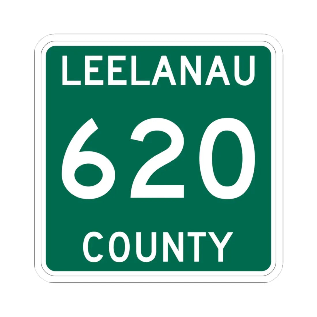 Michigan 620 Leelanau County (Michigan) (Road Sign) STICKER Vinyl Kiss-Cut Decal 3 Inch White - The Sticker Space