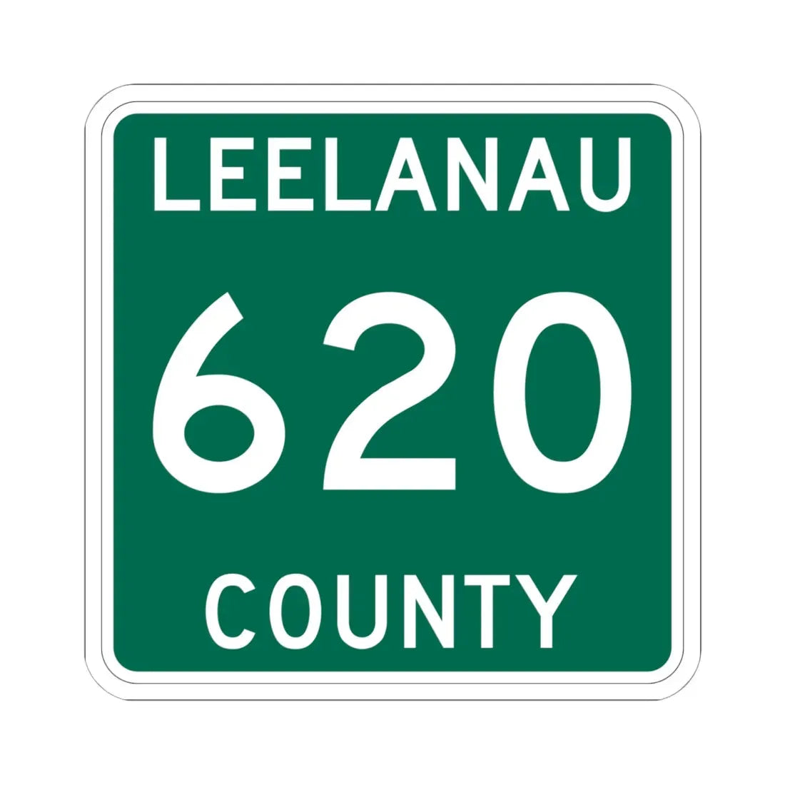 Michigan 620 Leelanau County (Michigan) (Road Sign) STICKER Vinyl Kiss-Cut Decal 6 Inch White - The Sticker Space