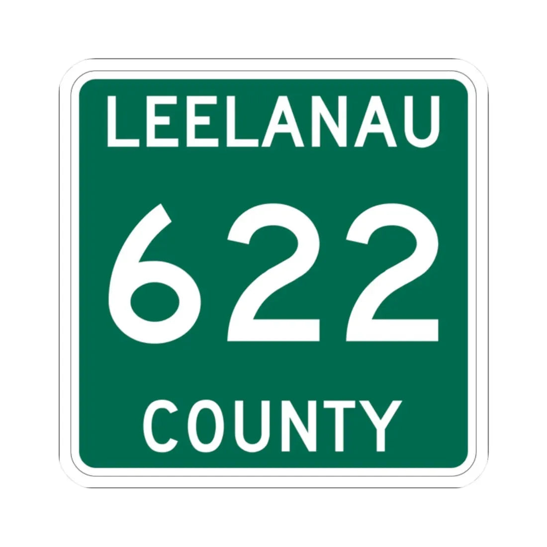 Michigan 622 Leelanau County (Michigan) (Road Sign) STICKER Vinyl Kiss-Cut Decal 2 Inch White - The Sticker Space