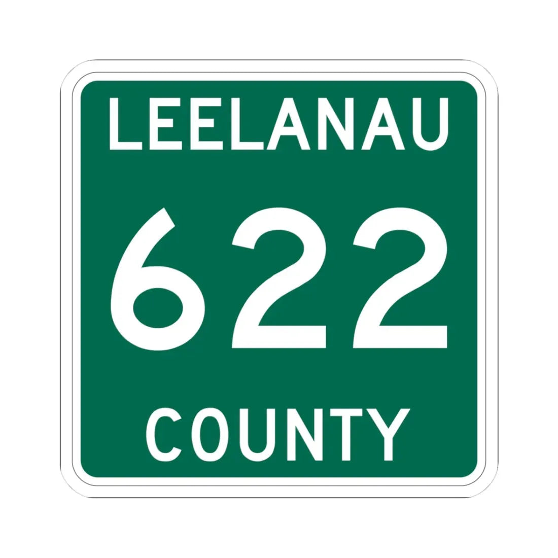 Michigan 622 Leelanau County (Michigan) (Road Sign) STICKER Vinyl Kiss-Cut Decal 3 Inch White - The Sticker Space