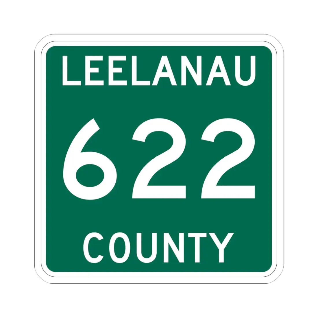 Michigan 622 Leelanau County (Michigan) (Road Sign) STICKER Vinyl Kiss-Cut Decal 4 Inch White - The Sticker Space