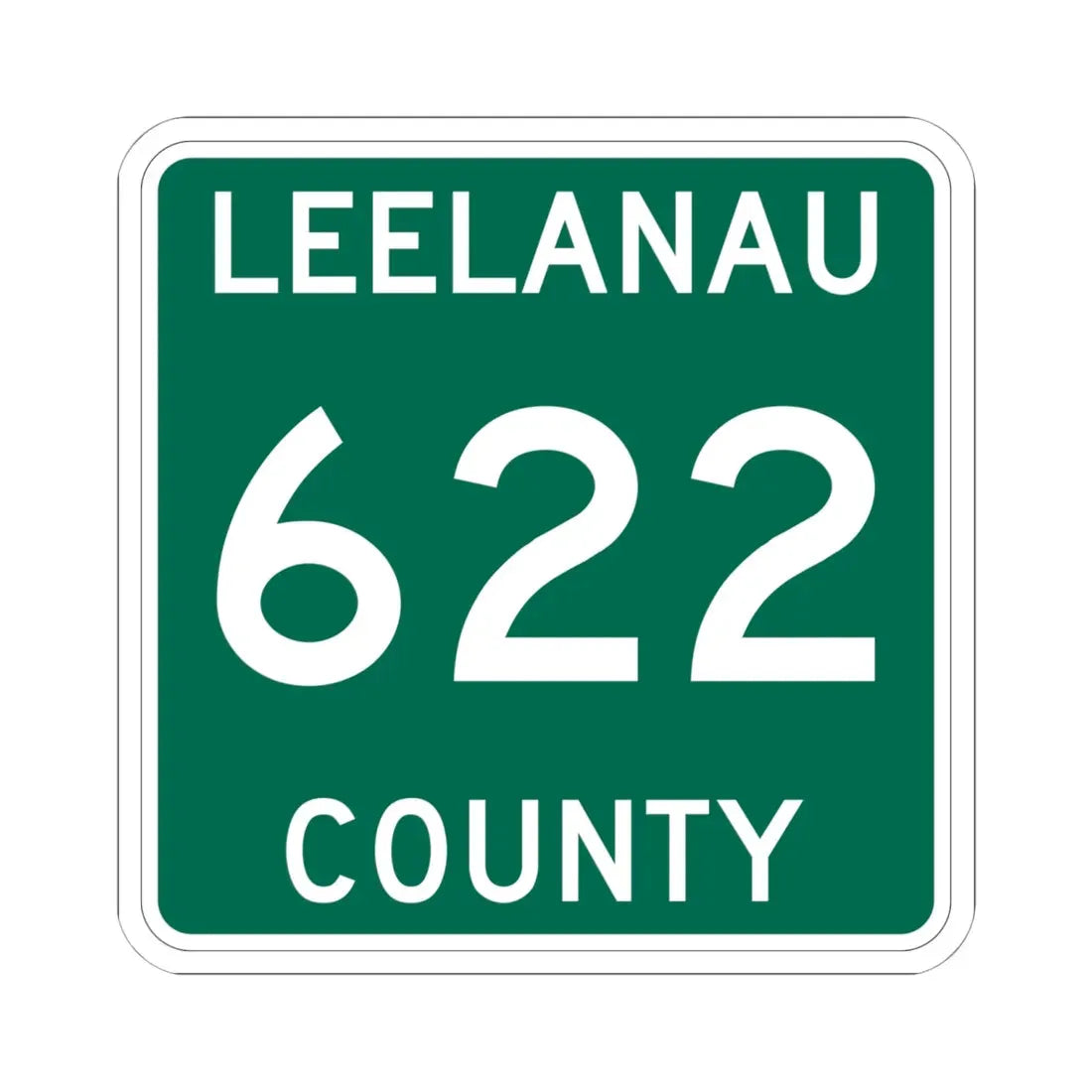 Michigan 622 Leelanau County (Michigan) (Road Sign) STICKER Vinyl Kiss-Cut Decal 6 Inch White - The Sticker Space