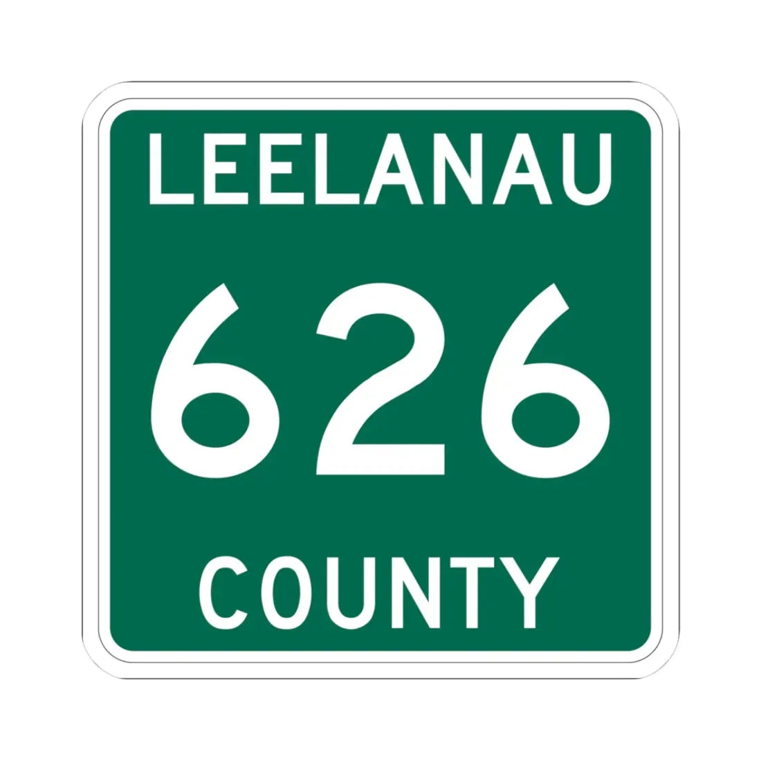 Michigan 626 Leelanau County (Michigan) (Road Sign) STICKER Vinyl Kiss-Cut Decal 3 Inch White - The Sticker Space