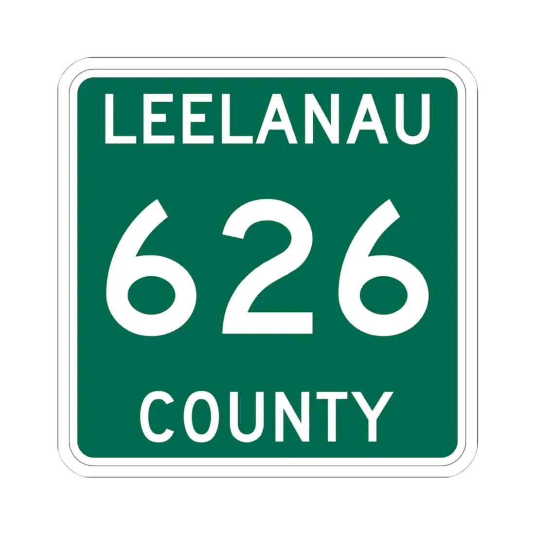 Michigan 626 Leelanau County (Michigan) (Road Sign) STICKER Vinyl Kiss-Cut Decal 4 Inch White - The Sticker Space