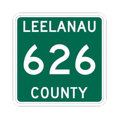 Michigan 626 Leelanau County (Michigan) (Road Sign) STICKER Vinyl Kiss-Cut Decal 4 Inch White - The Sticker Space