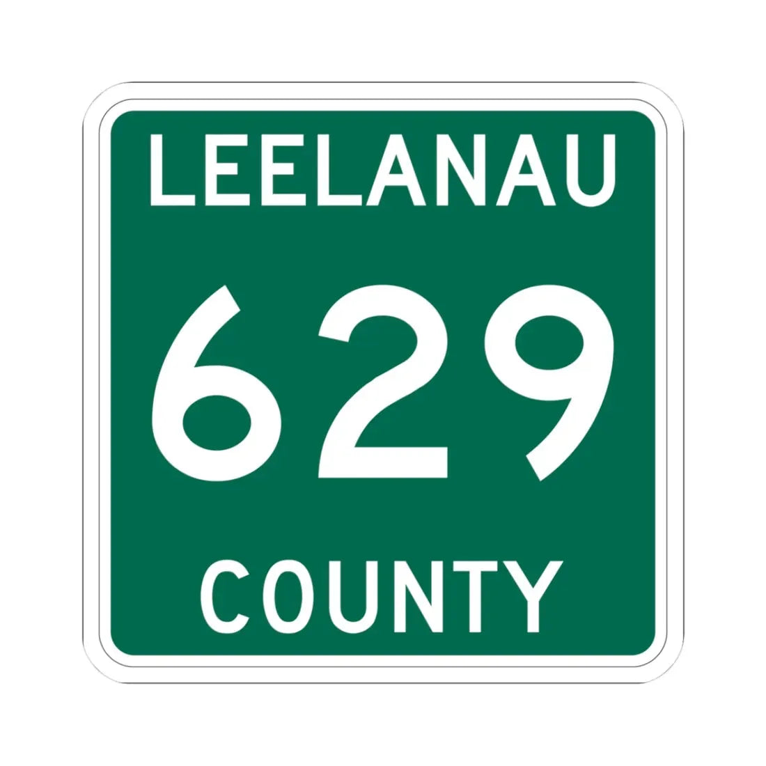 Michigan 629 Leelanau County (Michigan) (Road Sign) STICKER Vinyl Kiss-Cut Decal 3 Inch White - The Sticker Space