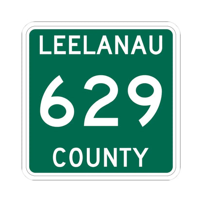 Michigan 629 Leelanau County (Michigan) (Road Sign) STICKER Vinyl Kiss-Cut Decal 3 Inch White - The Sticker Space