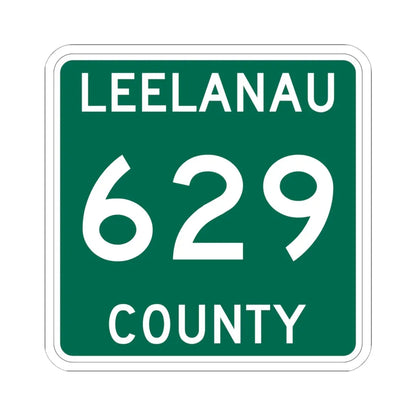 Michigan 629 Leelanau County (Michigan) (Road Sign) STICKER Vinyl Kiss-Cut Decal 6 Inch White - The Sticker Space