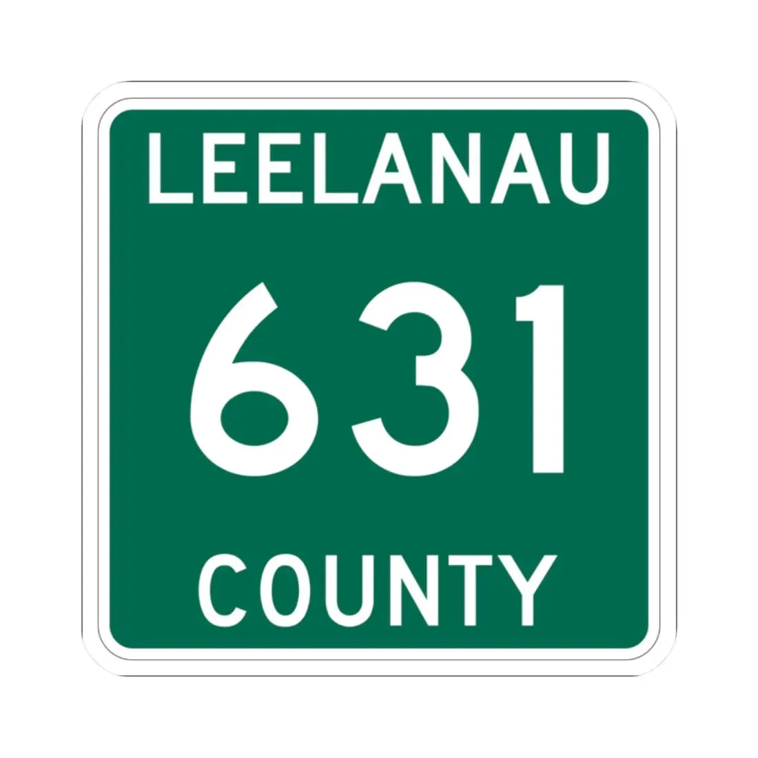 Michigan 631 Leelanau County (Michigan) (Road Sign) STICKER Vinyl Kiss-Cut Decal 2 Inch White - The Sticker Space
