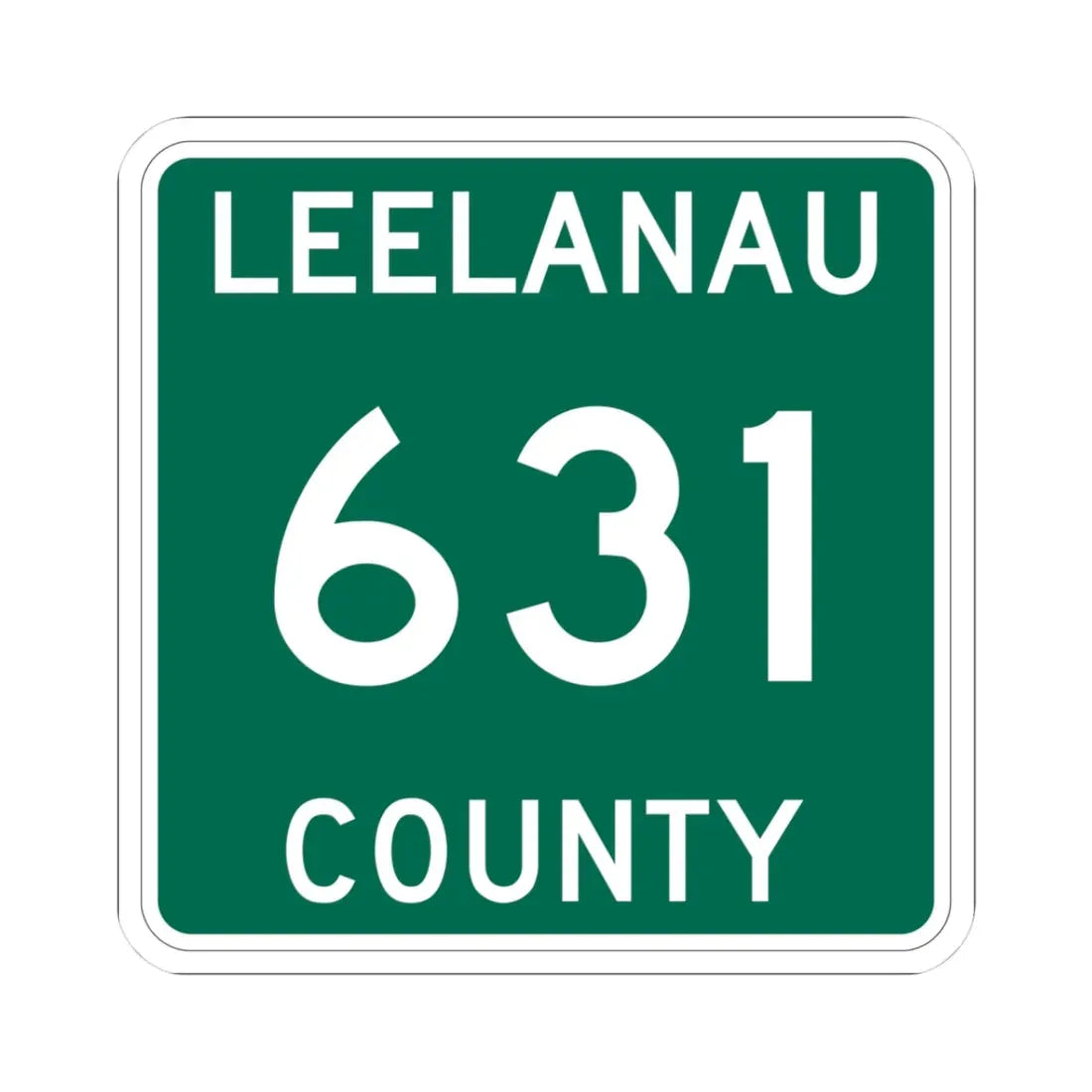 Michigan 631 Leelanau County (Michigan) (Road Sign) STICKER Vinyl Kiss-Cut Decal 3 Inch White - The Sticker Space