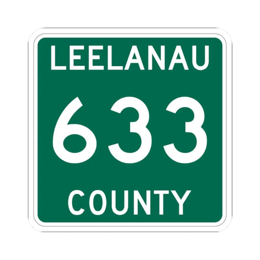 Michigan 633 Leelanau County (Michigan) (Road Sign) STICKER Vinyl Kiss-Cut Decal 2 Inch White - The Sticker Space